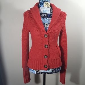 Coral American Eagle grandpa style knit cardigan